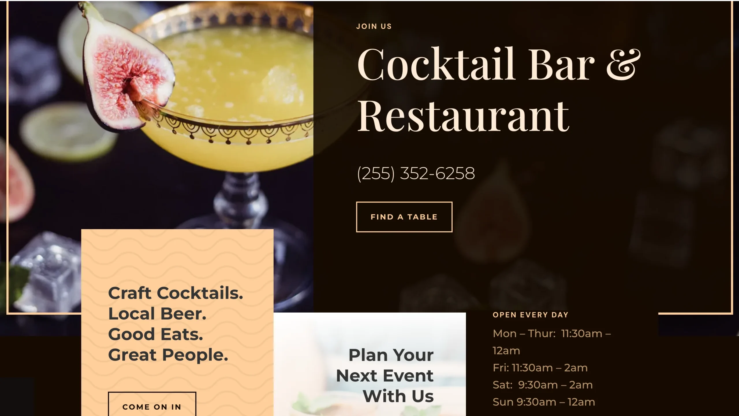 Bar Landing Page